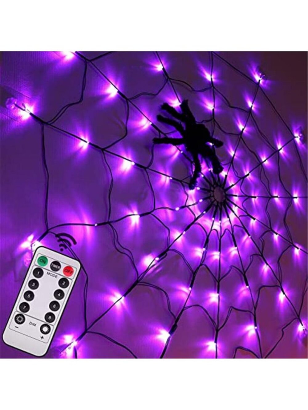 Halloween Decorations Spider Web Lights - 4FT Diameter 70 LEDs with Black
